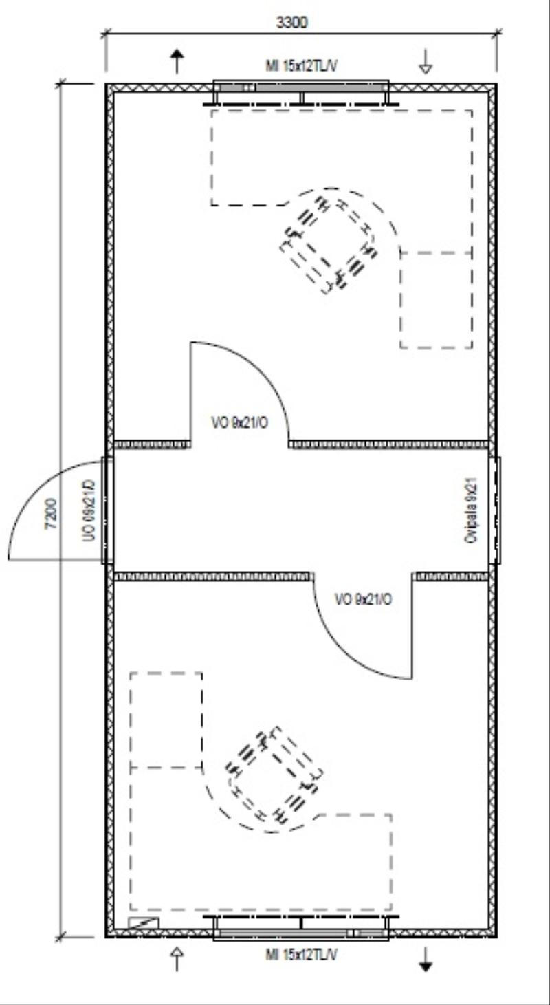 TOIMISTOTILA KESKIKÄYTÄVÄLLÄ 3,3 X 7,2M